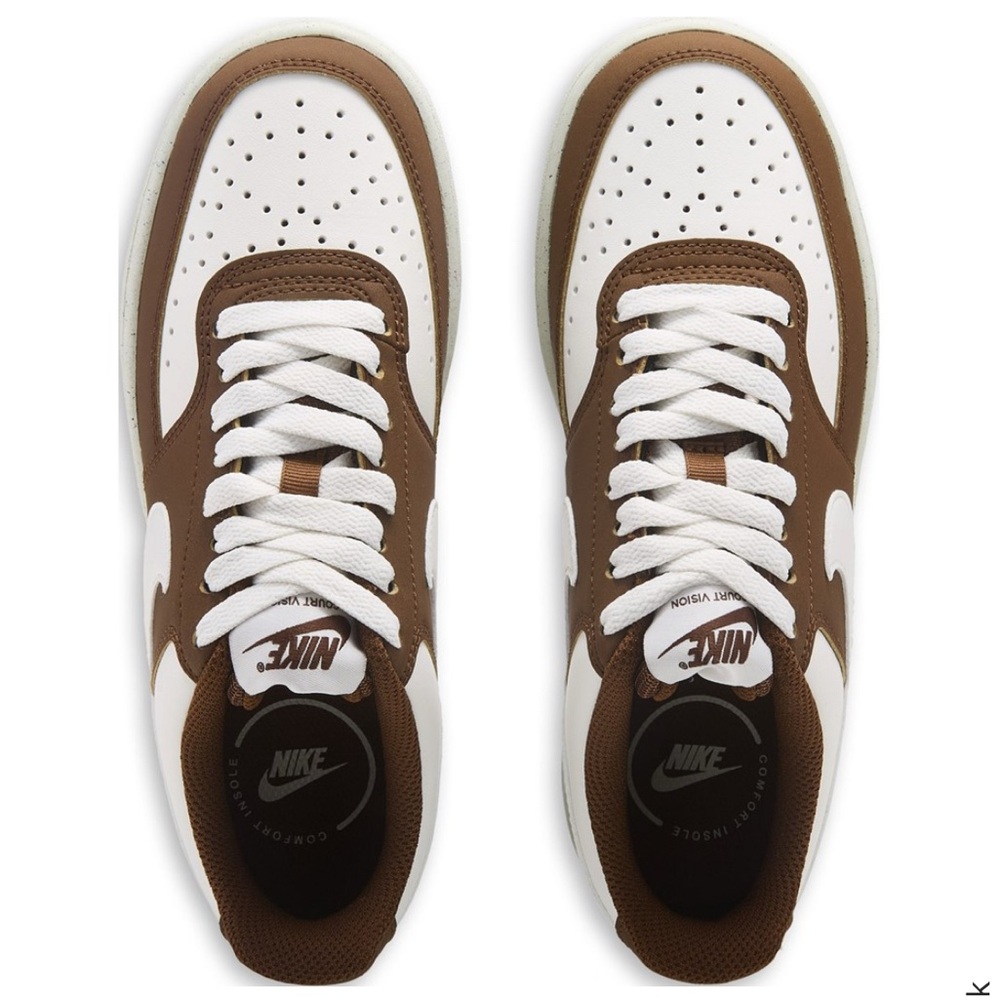 Nike White and Brown court vision Sneakers